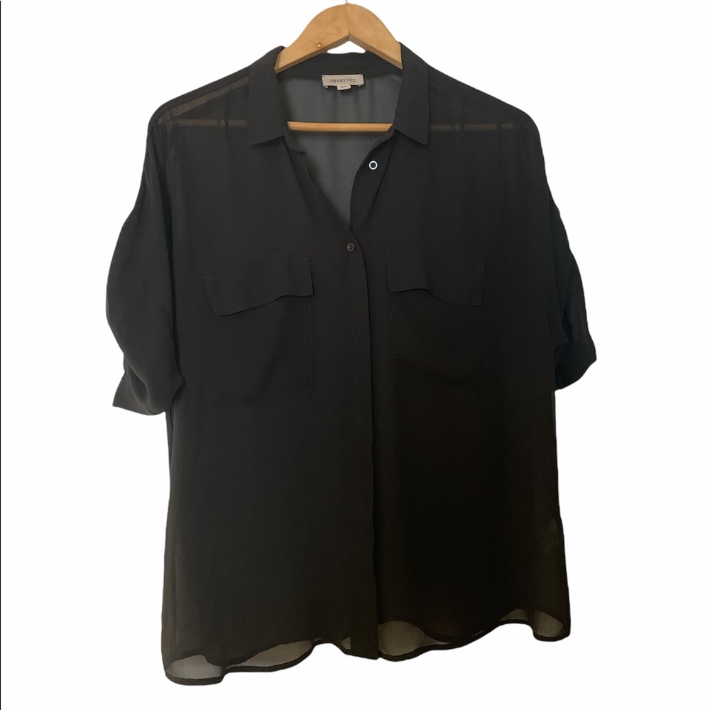 🏴 Perfect black shear blouse with pockets